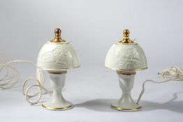 Paar Porzellan-Tischlampen mit Lithophanie, Sitzendorf