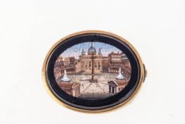 Mikromosaik-Brosche -Petersplatz Rom- um 1850