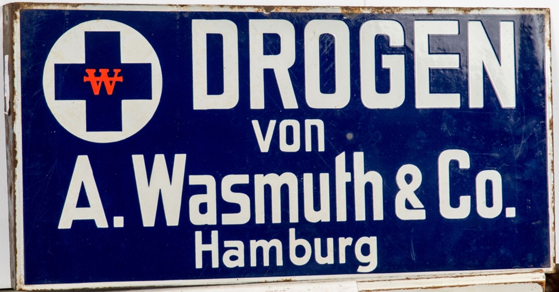 Werbeschild DROGEN von A. Wasmuth & Co., Hamburg