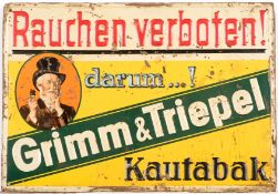 Werbeschild Grimm &  Triepel, Kautabak