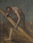 Gebhardt, Eduard von: Arbeiter mit Holzbalken