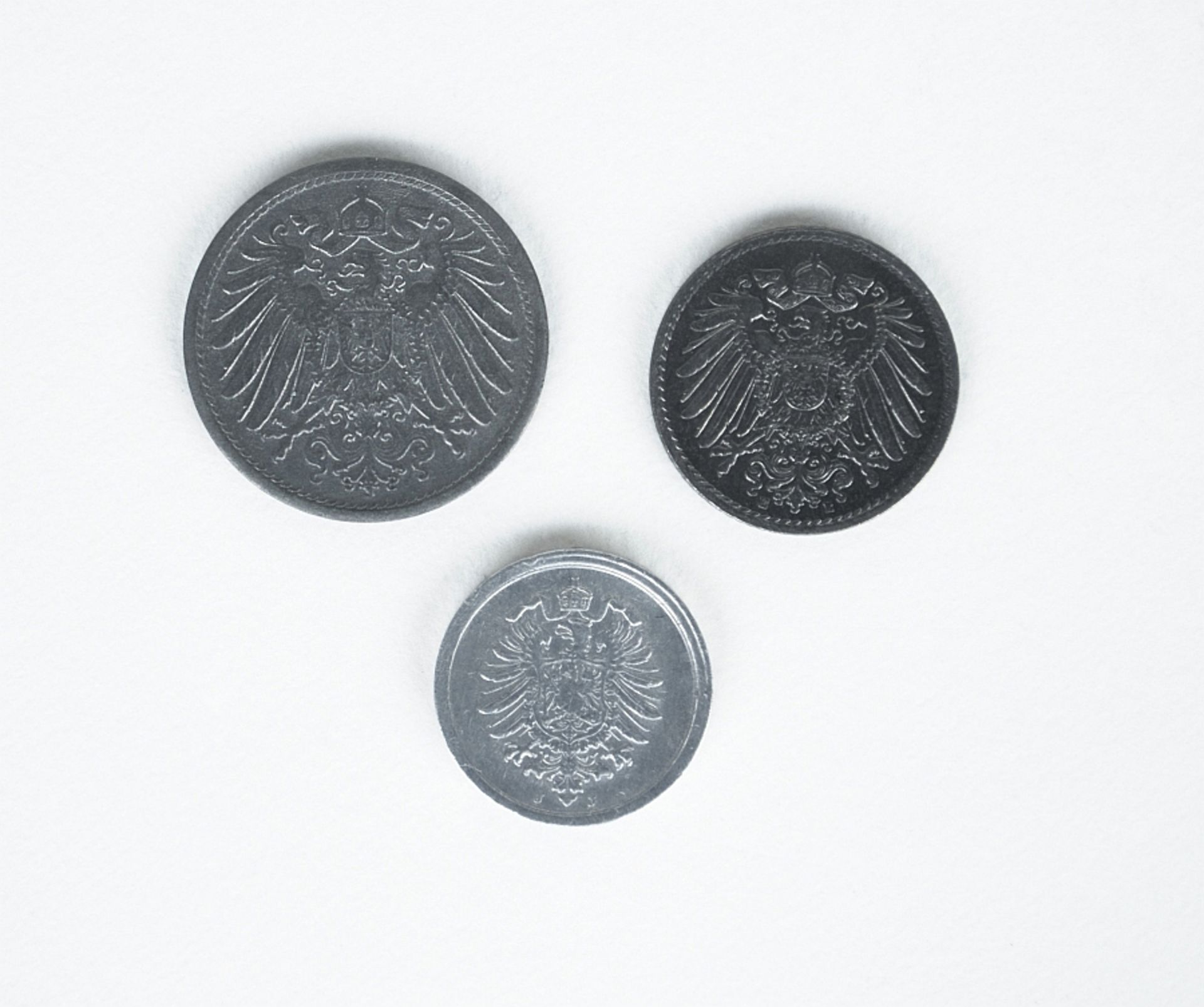 Ersatzmuenzen des Deutschen Kaiserreiches: 1 Pfennig, 5 Pfennig, 20 Pfennig - Image 2 of 2