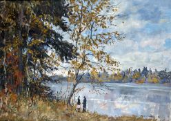 Birshtein, Max Avadevic:  Herbst (Paar am Seeufer)