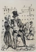 Zeichner um 1900:  Begegnung auf der Straße