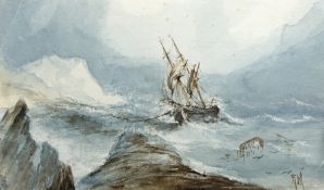 Zeichner der 2. Hälfte des 19. Jh.:  Segler im Eismeer