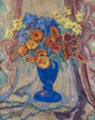 Helberger, Alfred:  Blumenstilleben mit blauer Vase