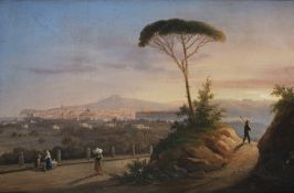 Maler des 19. Jh., Italienischer:  Abendstimmung am Golf von Neapel