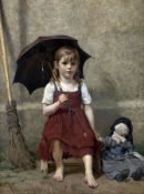 Pram-Henningsen, Christian:  Mädchen mit Puppe und Schirm 