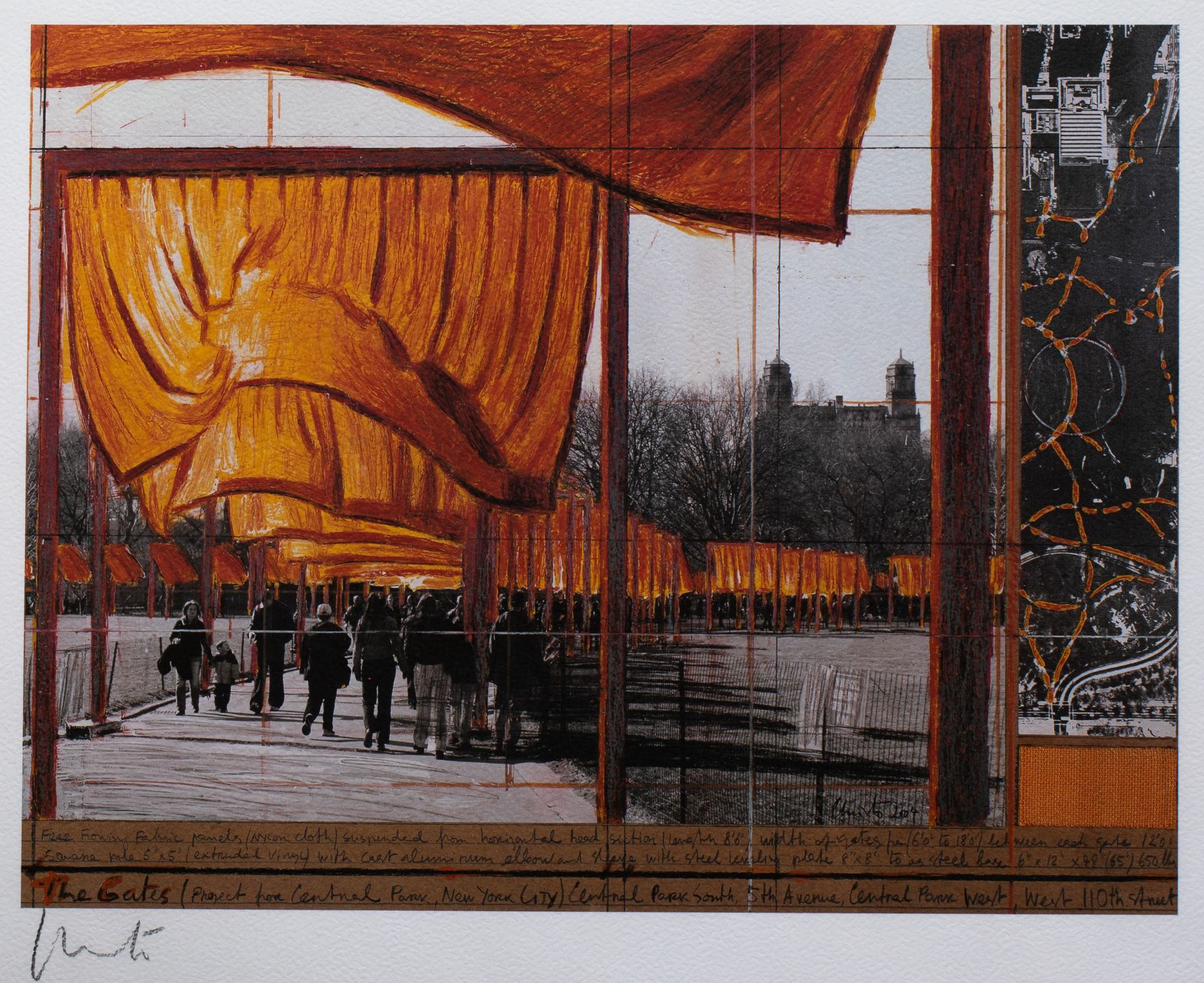 Christo*, The Gates, Lithography, fabric sample and 2 brochures