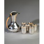 Gayer & Krauss, Silver Set of winejug and 6 cups