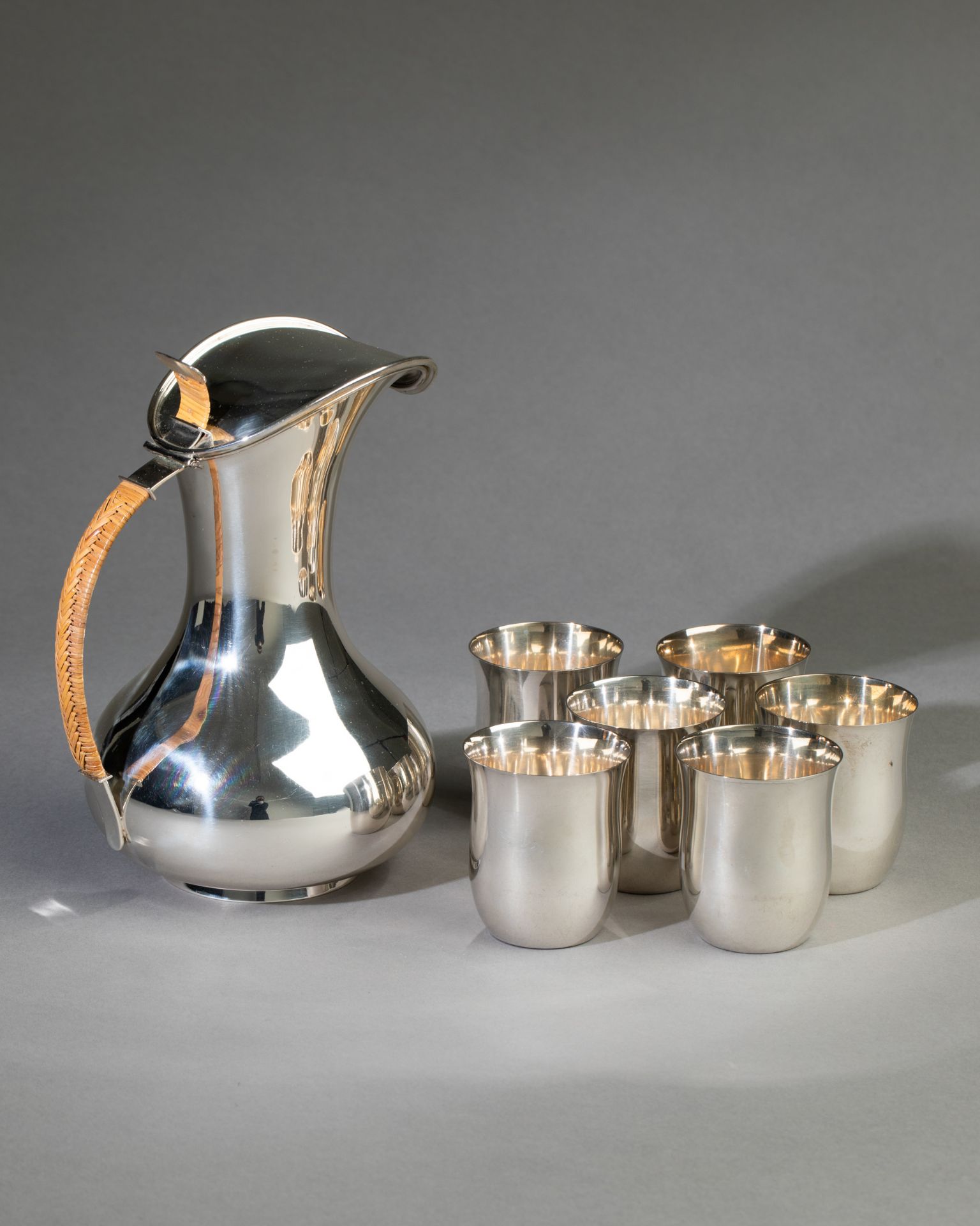 Gayer & Krauss, Silver Set of winejug and 6 cups