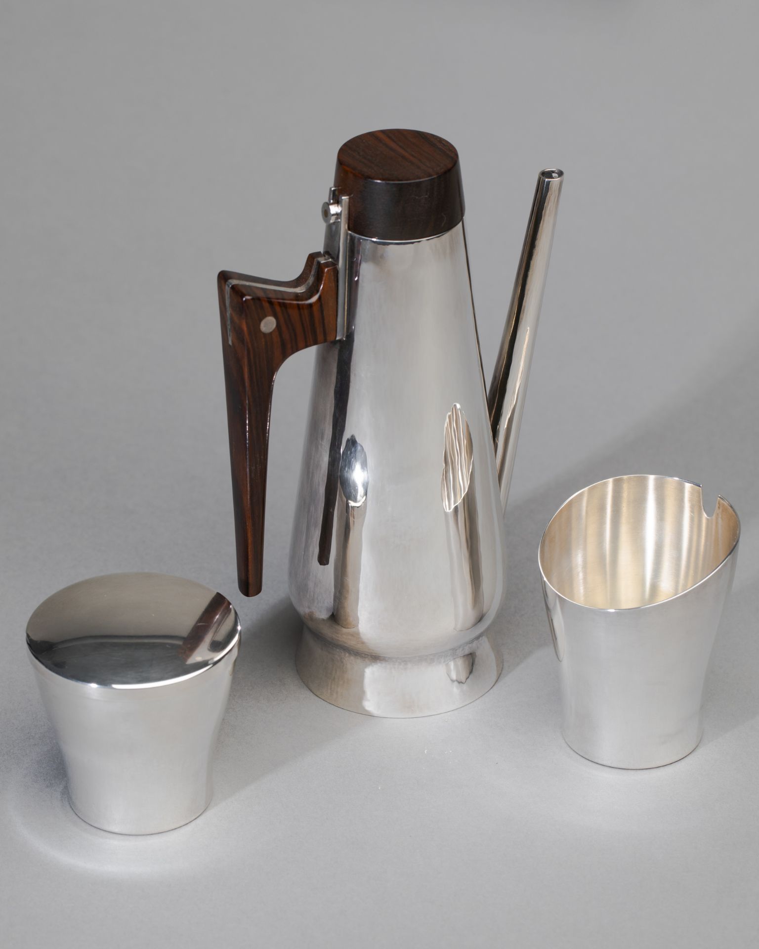 Herta & Friedrich Gebhart, Silver Mochapot and 2 vessels