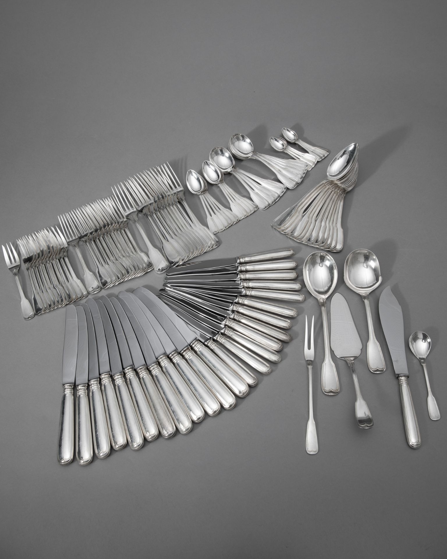 Large Augsburger Faden Wilkens Silver Cutlery, 114 pieces