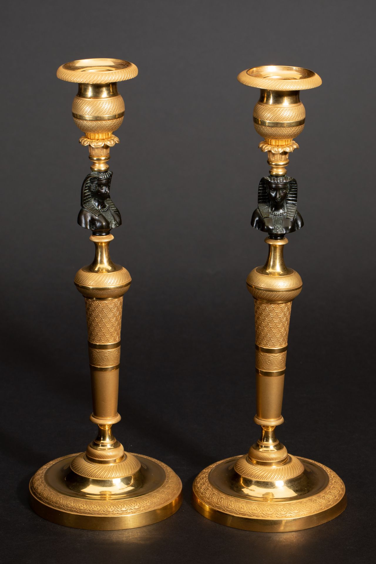 2 Empire candlesticks in egyptian style