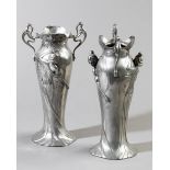 2 WMF Art Nouveau Pewter Vases