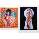 Mel Ramos, 2 prints, Navel Orange and Peek-a-Boo