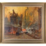 Erich Mercker*, Industrial scene with blast furnace