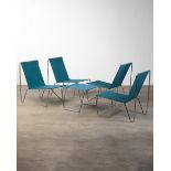 V. Panton, 4 Easy Chairs 3350 Bachelor + Stool 3152