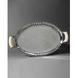 Barnard & Sons, London, Large Silver-/ Ivory-Tray