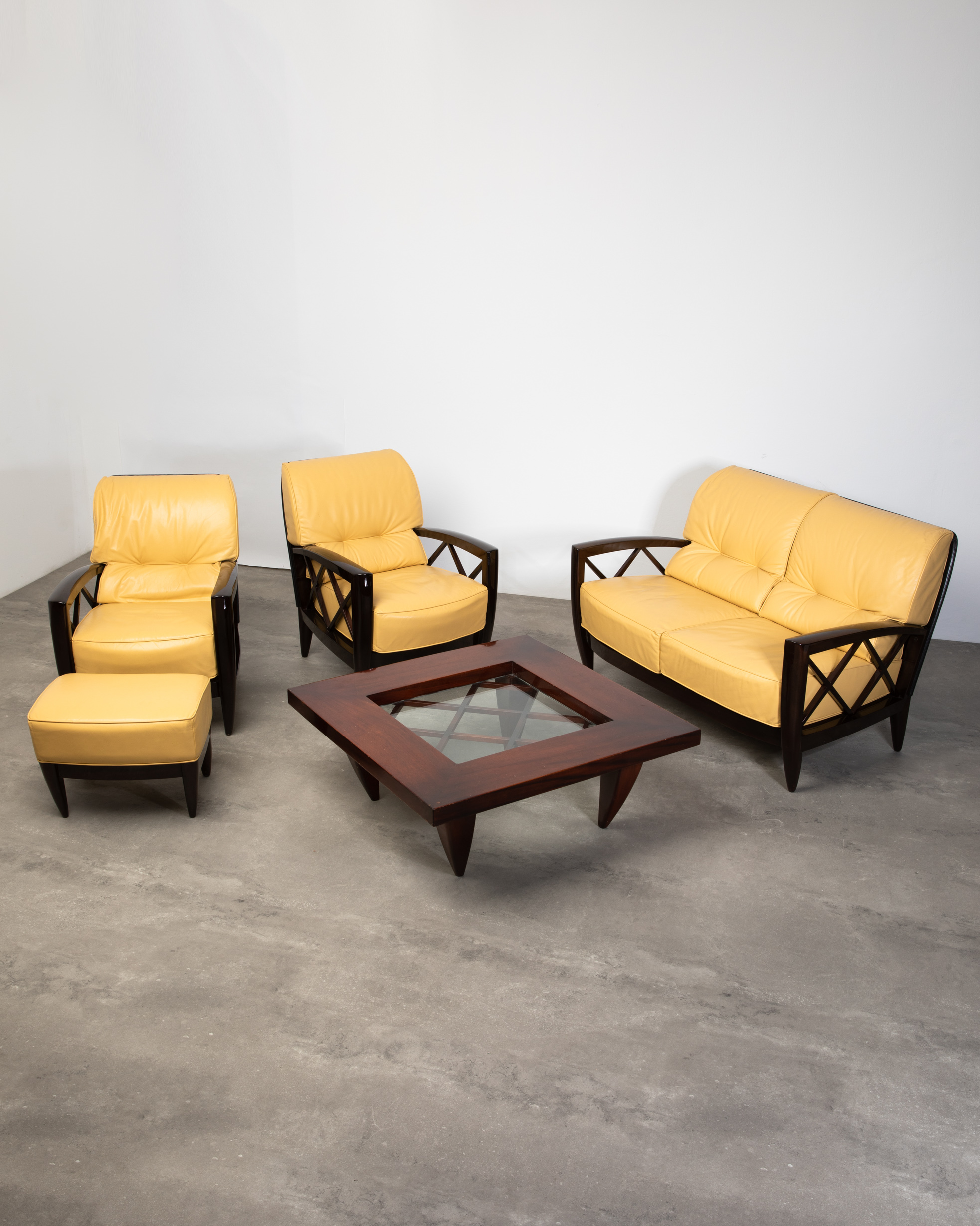 Adam Tihany Mariani, Sofa, 2 Armchairs, stool, table - Image 3 of 3