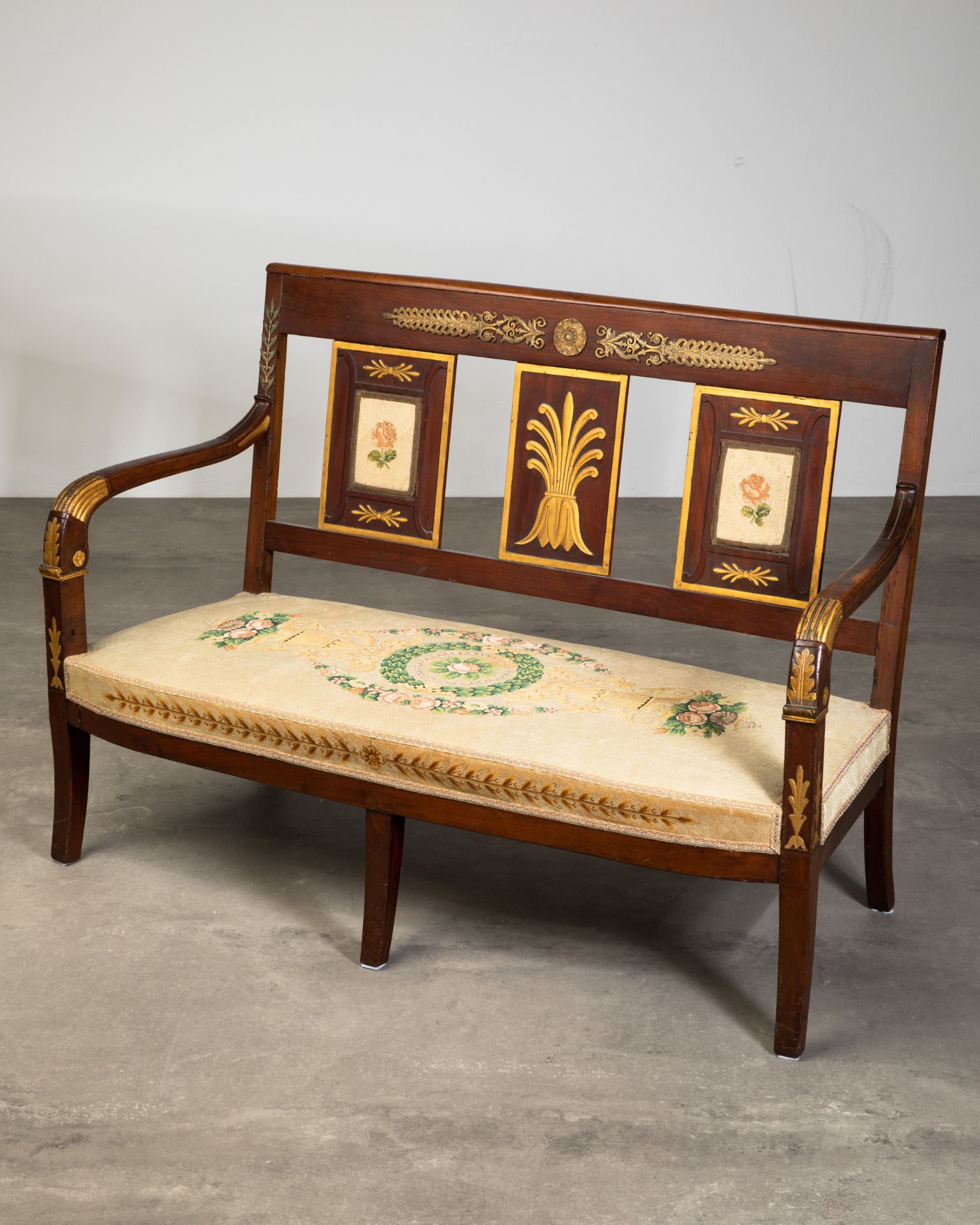 Empire Bench Seat, Russia, Gobelin tapestry