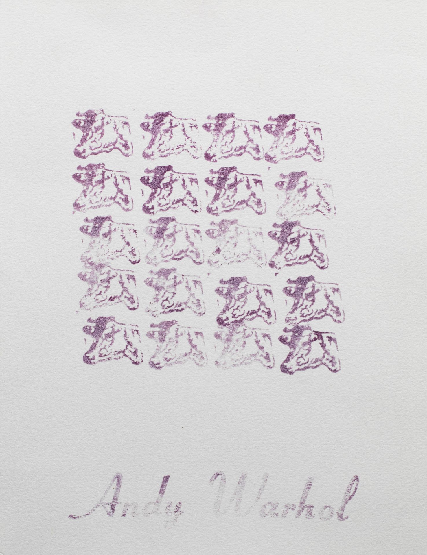 Andy Warhol, Purple Cows stamped