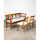 Biedermeier bench and 2 chairs