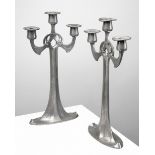 Electra Feith & Flöck/ Kallmeyer & Harjes, 2 large Art Nouveau Pewter Candlesticks