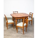 4 Biedermeier chairs and inlayed table