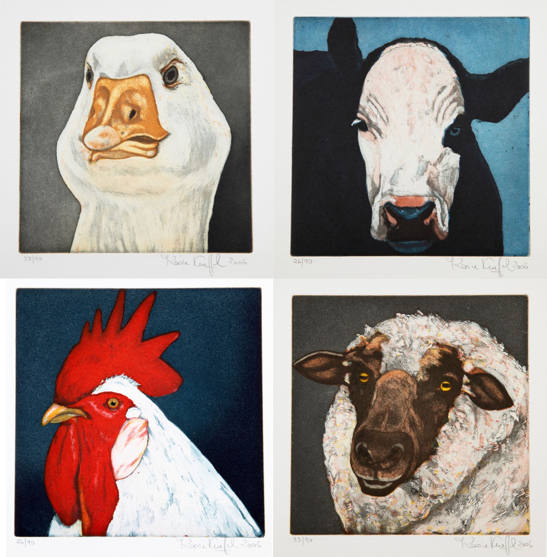 Karin Kneffel*, Tierköpfe, Animal Heads, 4 sheets