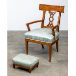 Biedermeier Armchair with footbench