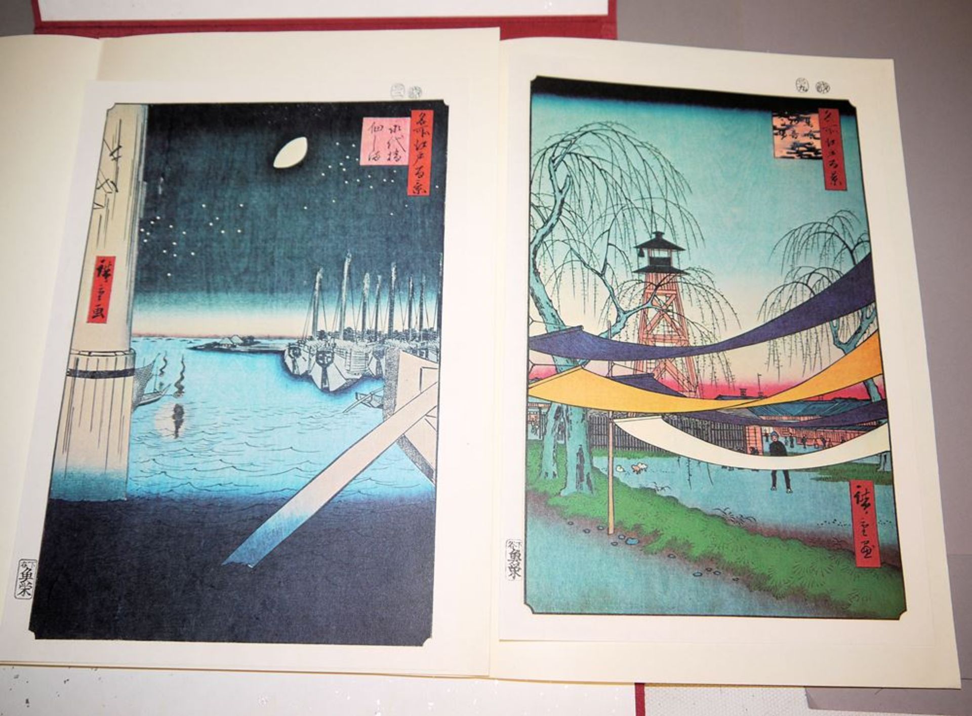 Hiroshige, eine Auswahl der "100 berühmten Ansichten von Edo", japanischer Repr - Image 2 of 3