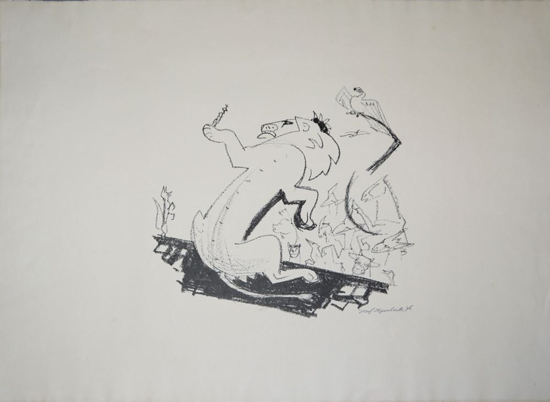 Josef Hegenbarth, 2 figürliche Graphiken & Emanuel Hegenbarth, Pferde auf der K - Bild 2 aus 7