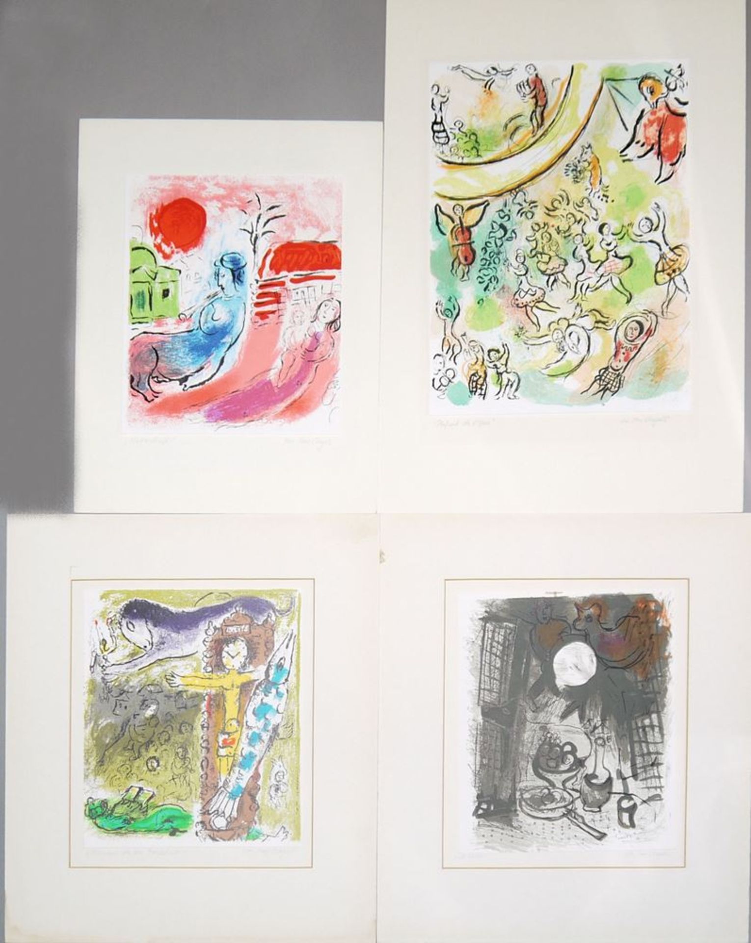 Marc Chagall 4 Farblithographien, o. Rahmen