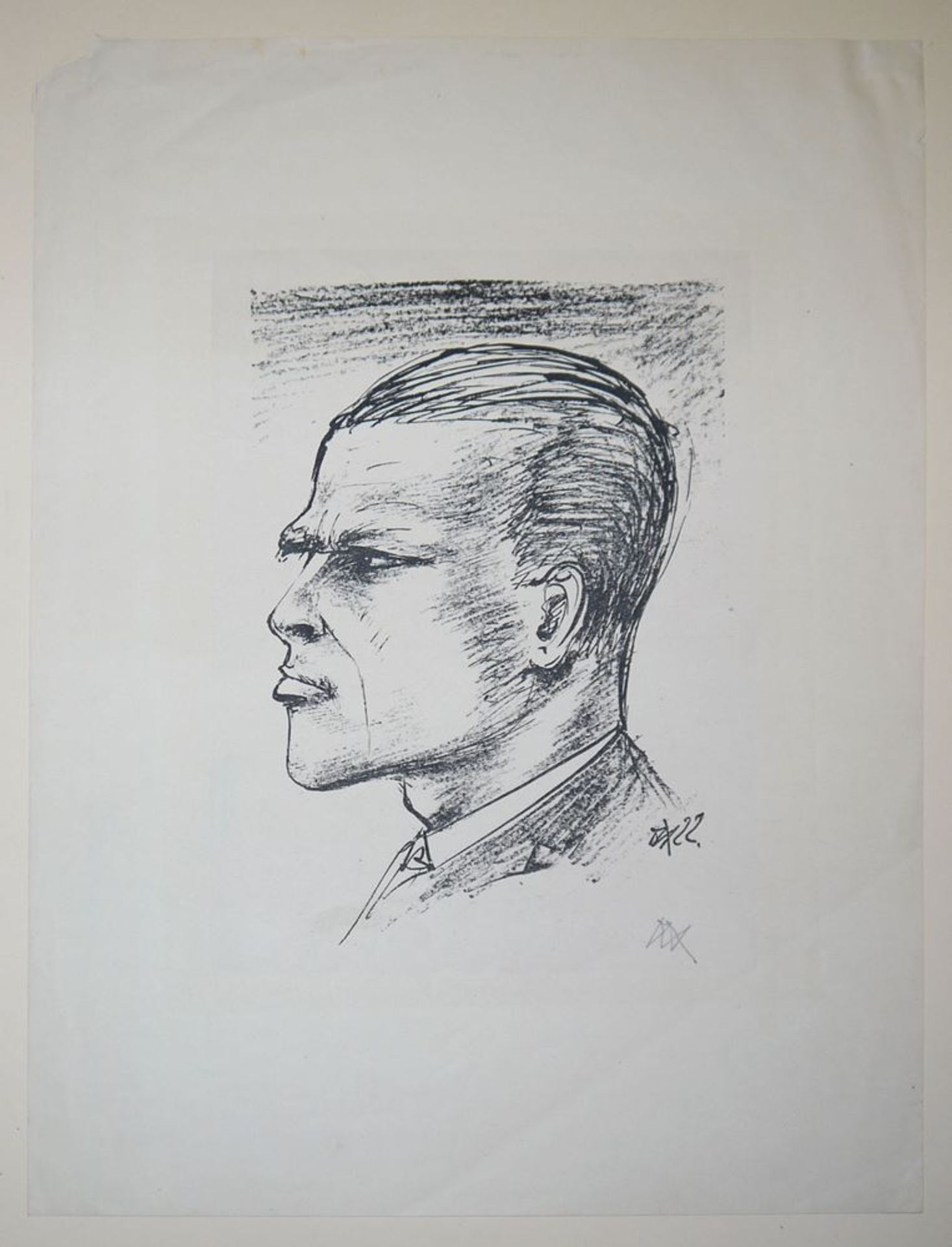 Otto Dix, Selbstbildnis im Profil, Lithographie von (19)22 - Image 2 of 3