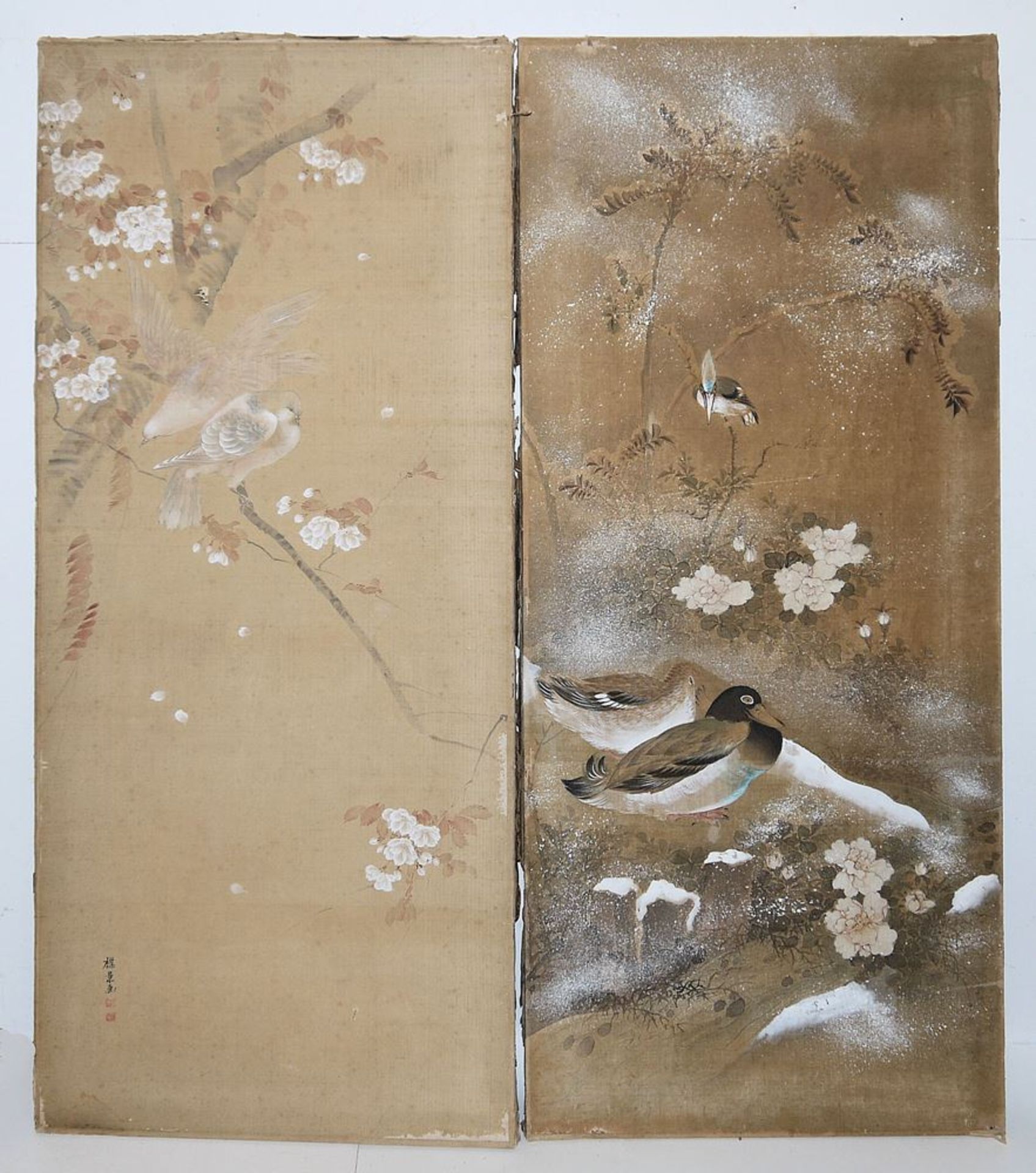 Zwei Seidenmalereien der späten Qing/Republik-Zeit, China um 1900