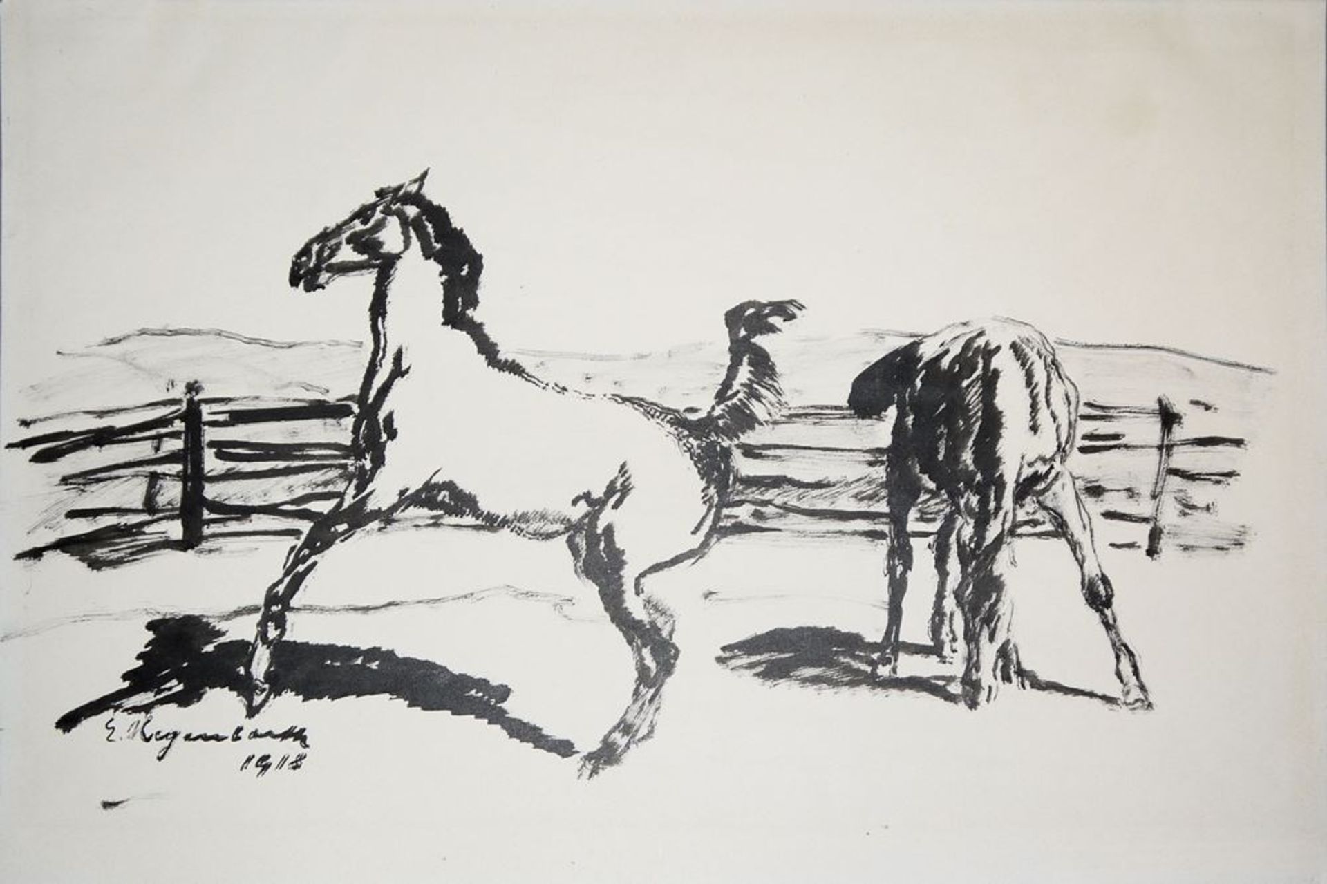 Josef Hegenbarth, 2 figürliche Graphiken & Emanuel Hegenbarth, Pferde auf der K - Bild 4 aus 7