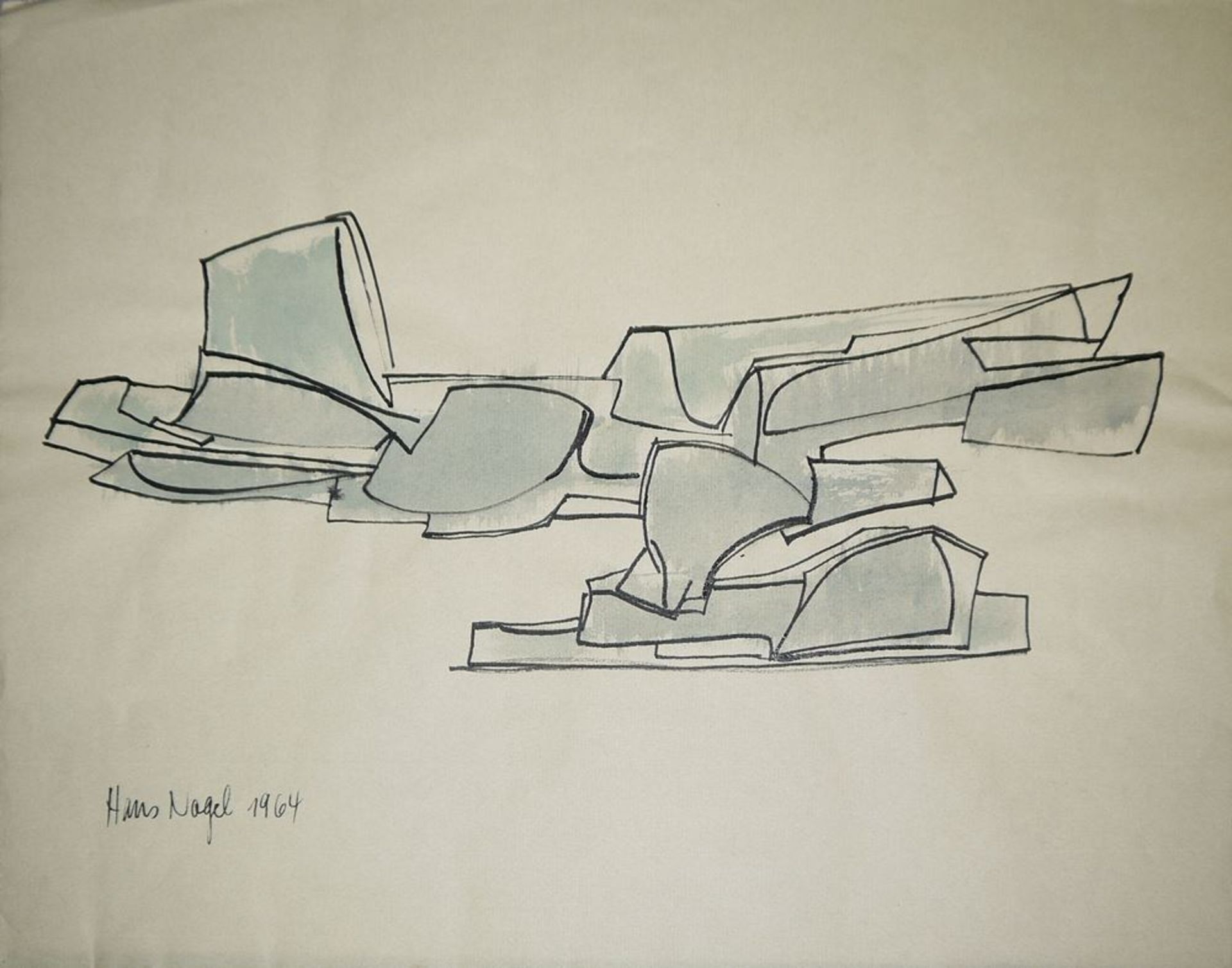 Hans Nagel, Abstrakte Kompositionen, 7 signierte Arbeiten aus Sammlungsnachlass - Bild 7 aus 8