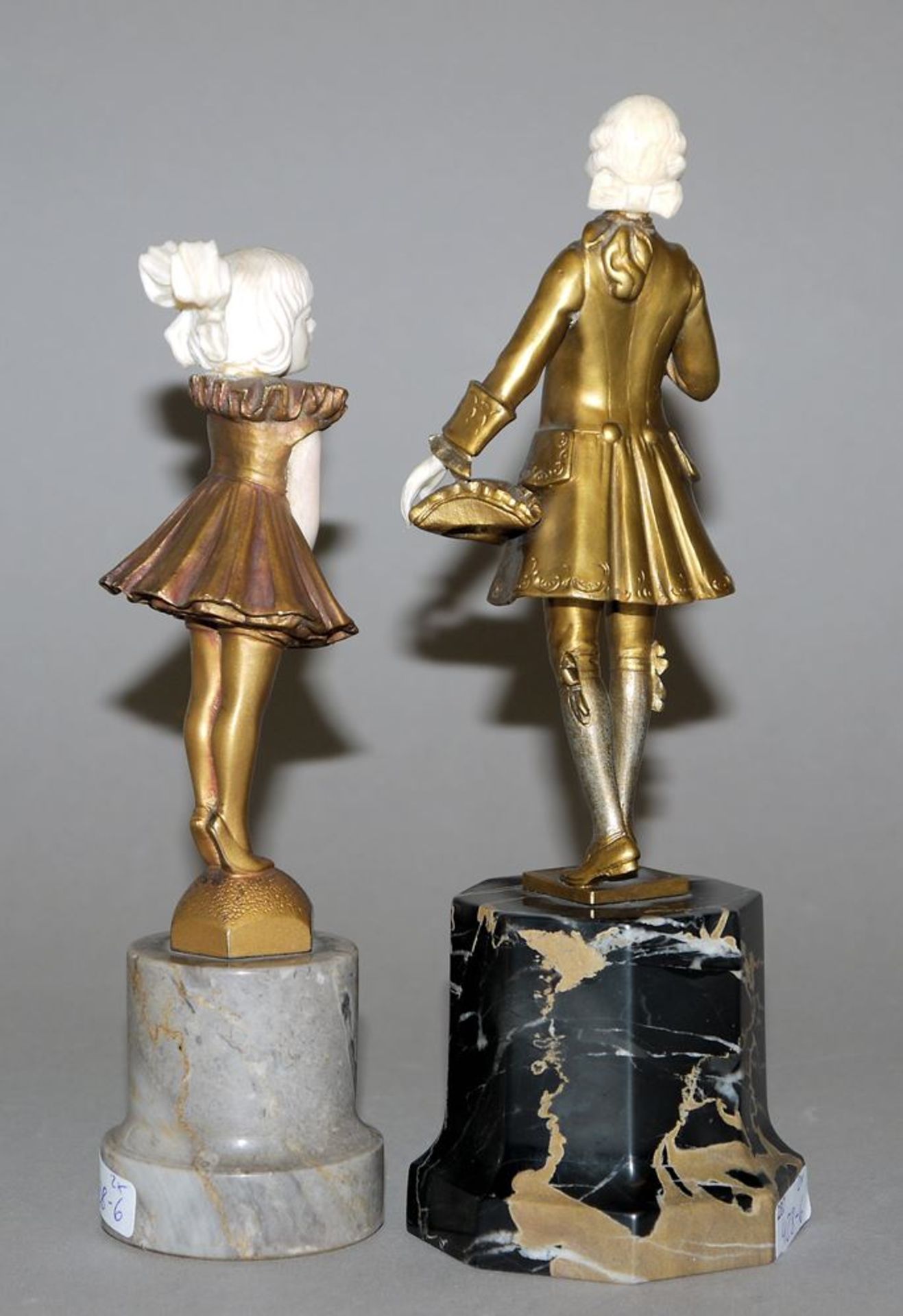 Zwei Chryselephantine-Figuren Rosenkavalier & junges Mädchen, Art Déco - Image 2 of 2