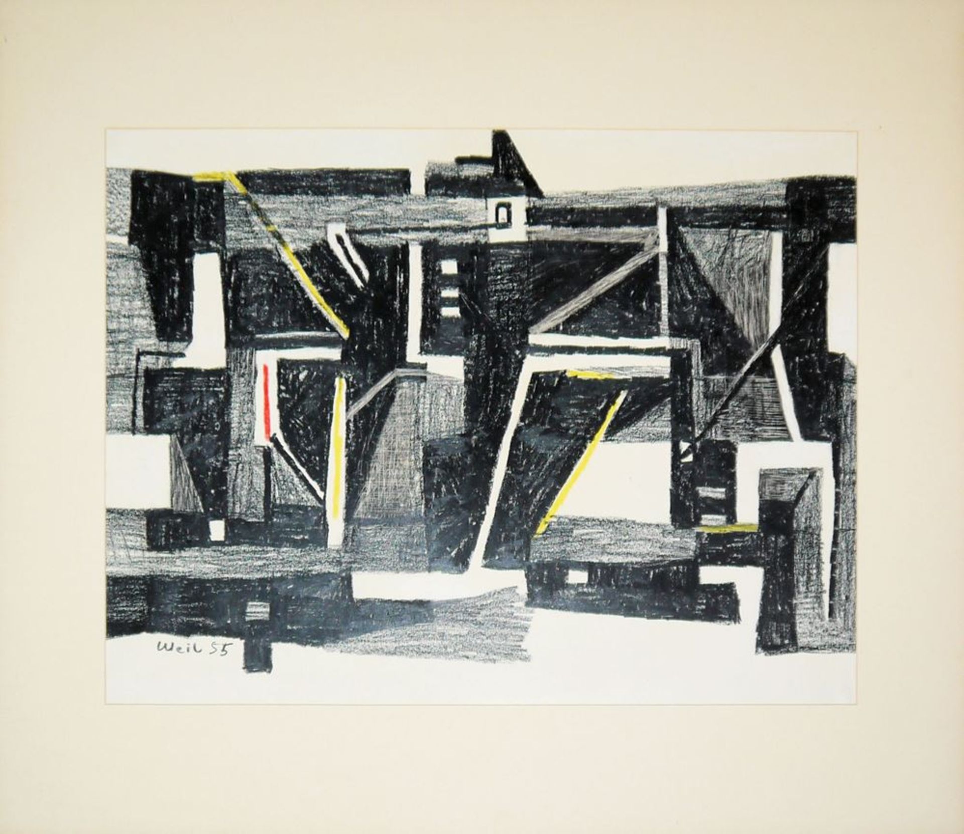 Ernst Weil, Abstrakte Kompositionen, 3 signierte Zeichnungen von 1954/1955, o.