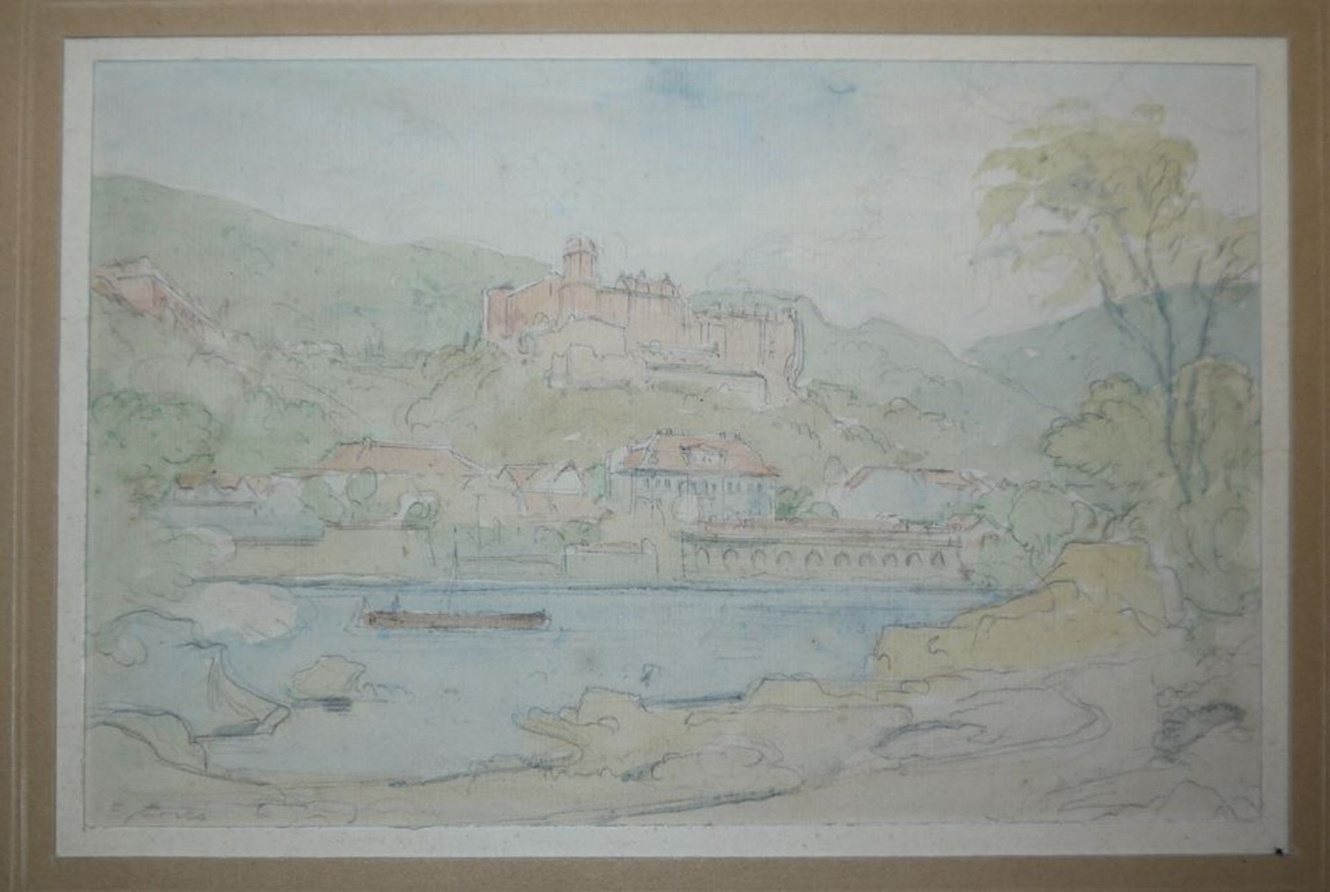 Ernst Fries, Heidelberg, signiertes Aquarell - Bild 2 aus 3