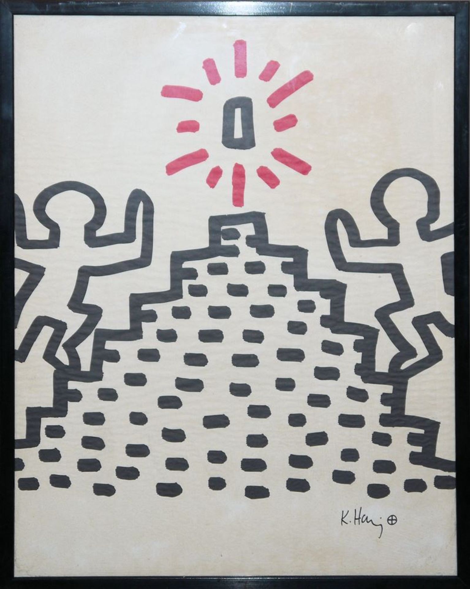 Keith Haring, Treppensteiger, Blatt aus der "Bayer Suite", Farboffsetlithograph