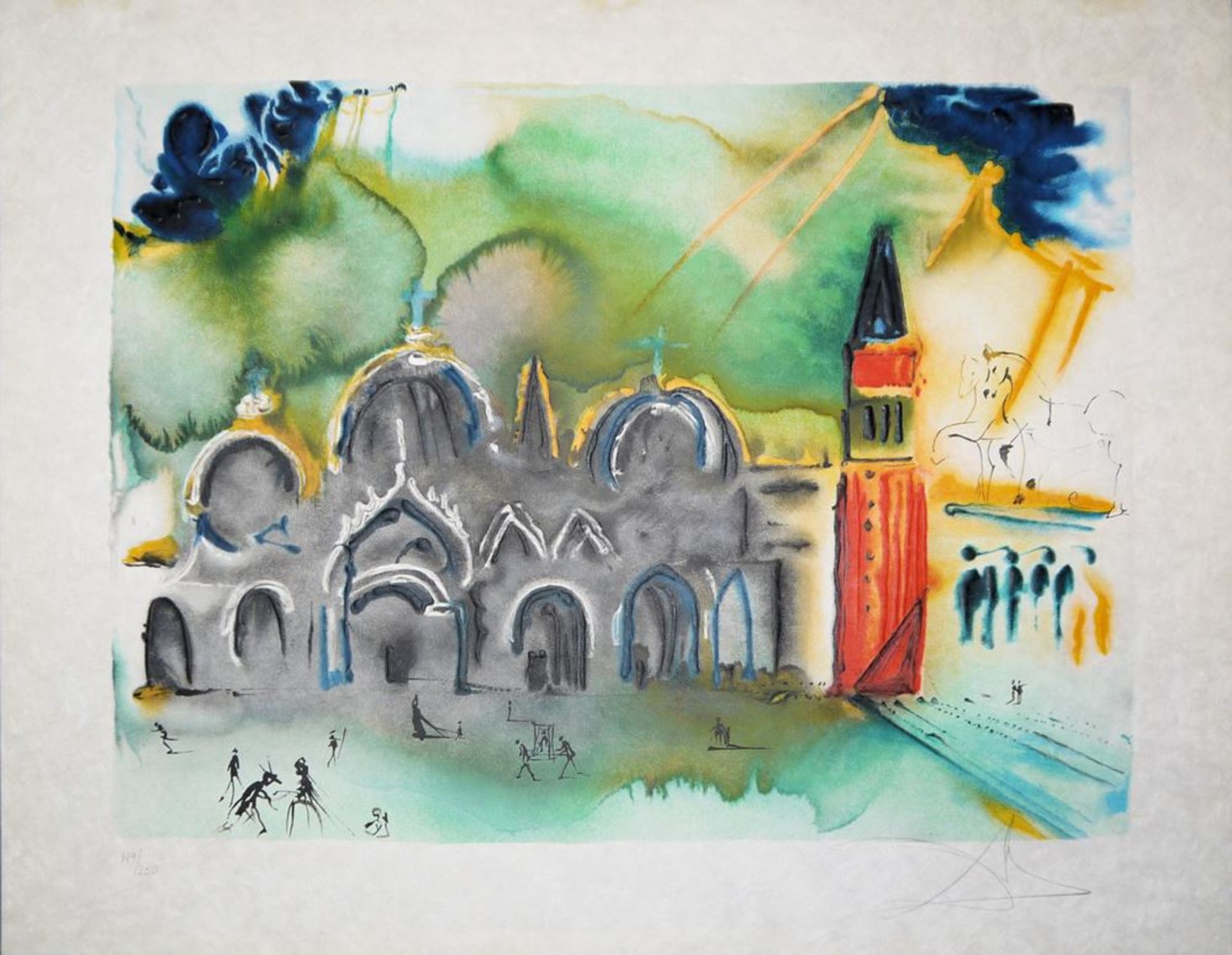 Salvador Dalí, "Venise (La Basilique et le Campanile)", signierte Farblithograp