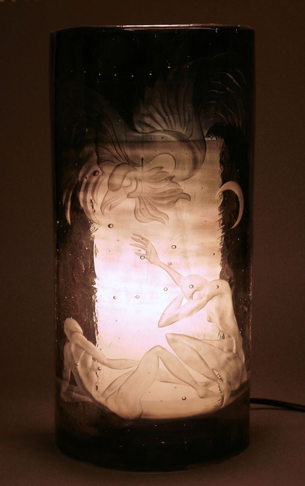 Künstler-Tischlampe mit Glasgravur von 1981 - Image 2 of 4