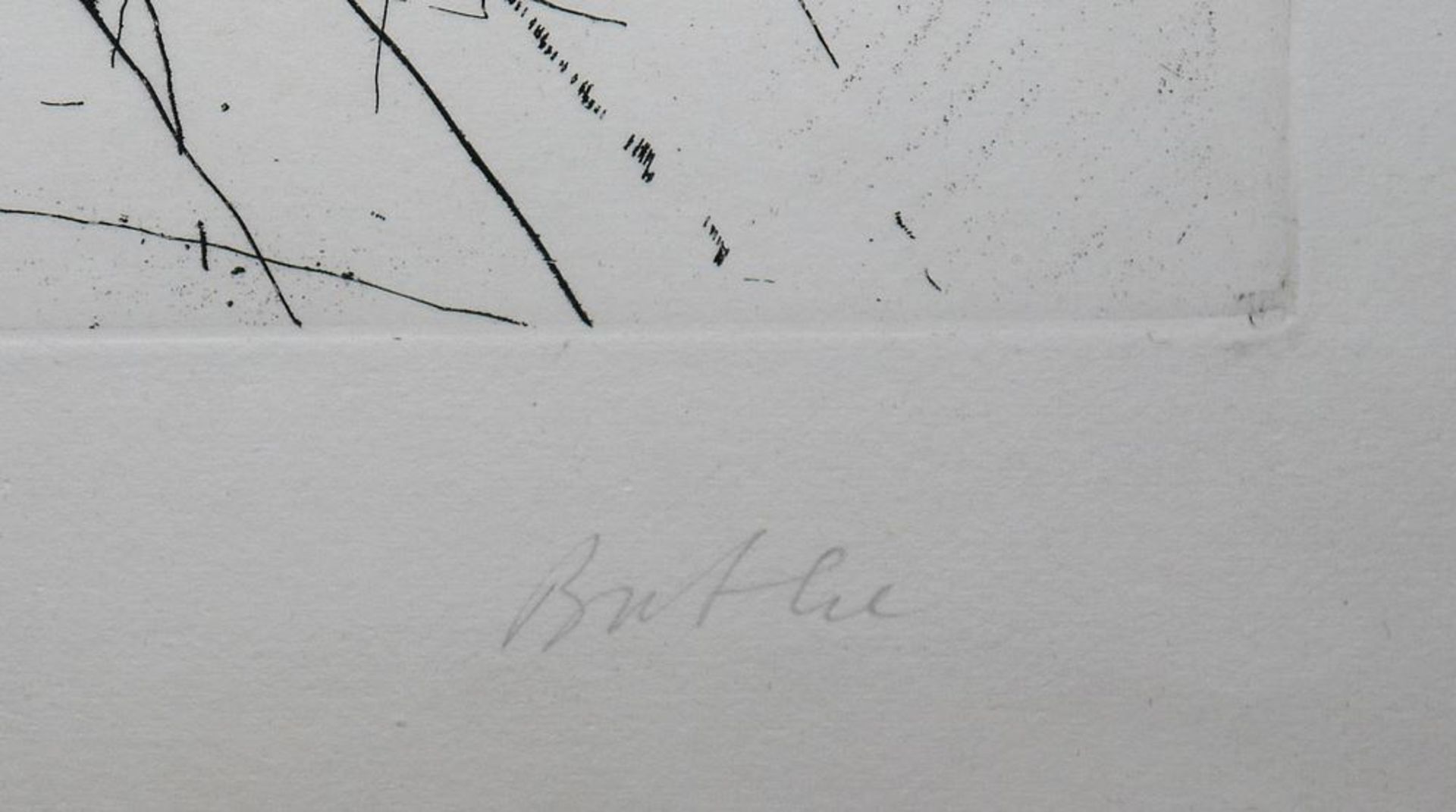 Michael Buthe, o.T., große, signierte übermalte Radierung, um 1970, gerahmt - Bild 2 aus 2
