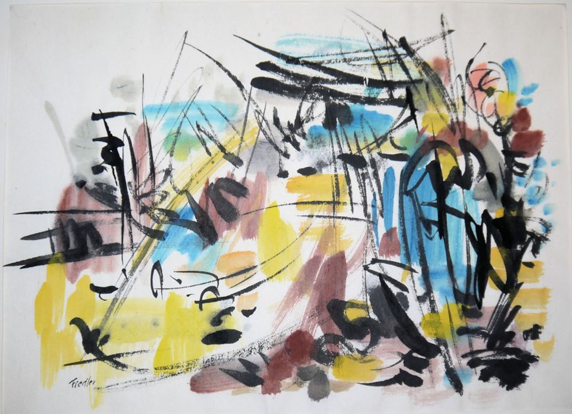 Sammlungsnachlass Hermann Fiedler, 9 signierte Arbeiten: Abstrakte Kompositione - Image 4 of 12