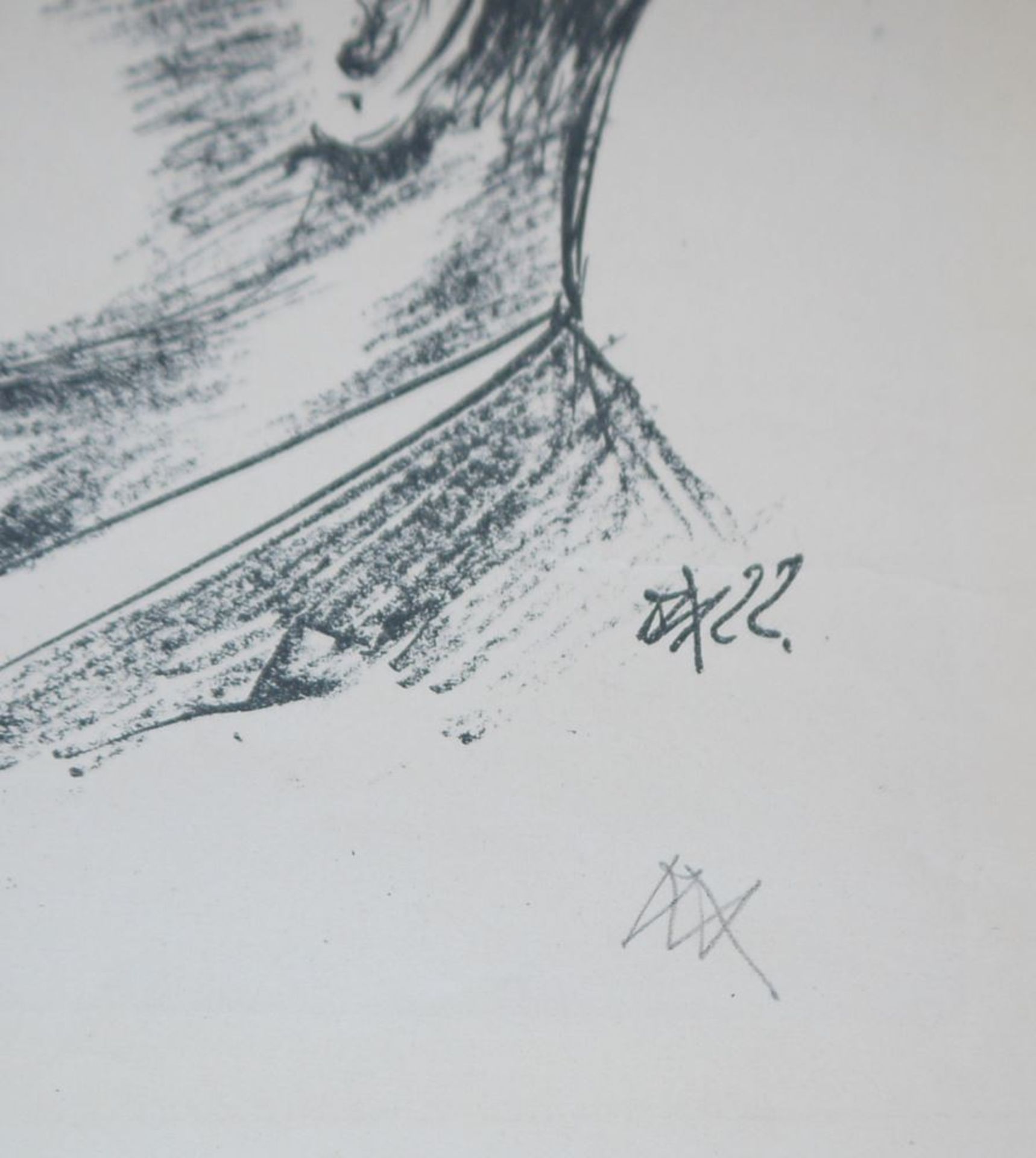 Otto Dix, Selbstbildnis im Profil, Lithographie von (19)22 - Image 3 of 3