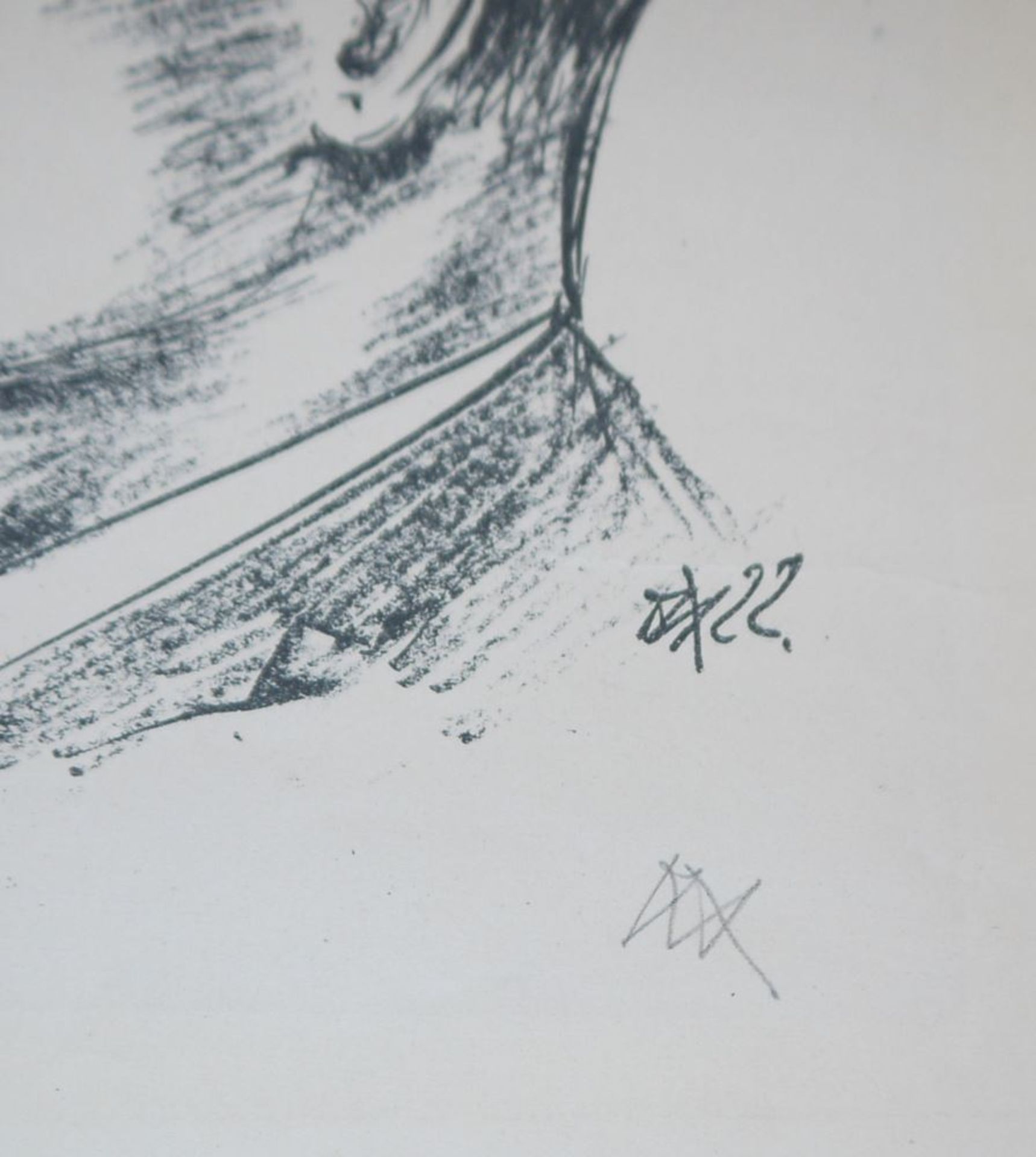 Otto Dix, Selbstbildnis im Profil, Lithographie von (19)22 - Bild 3 aus 3