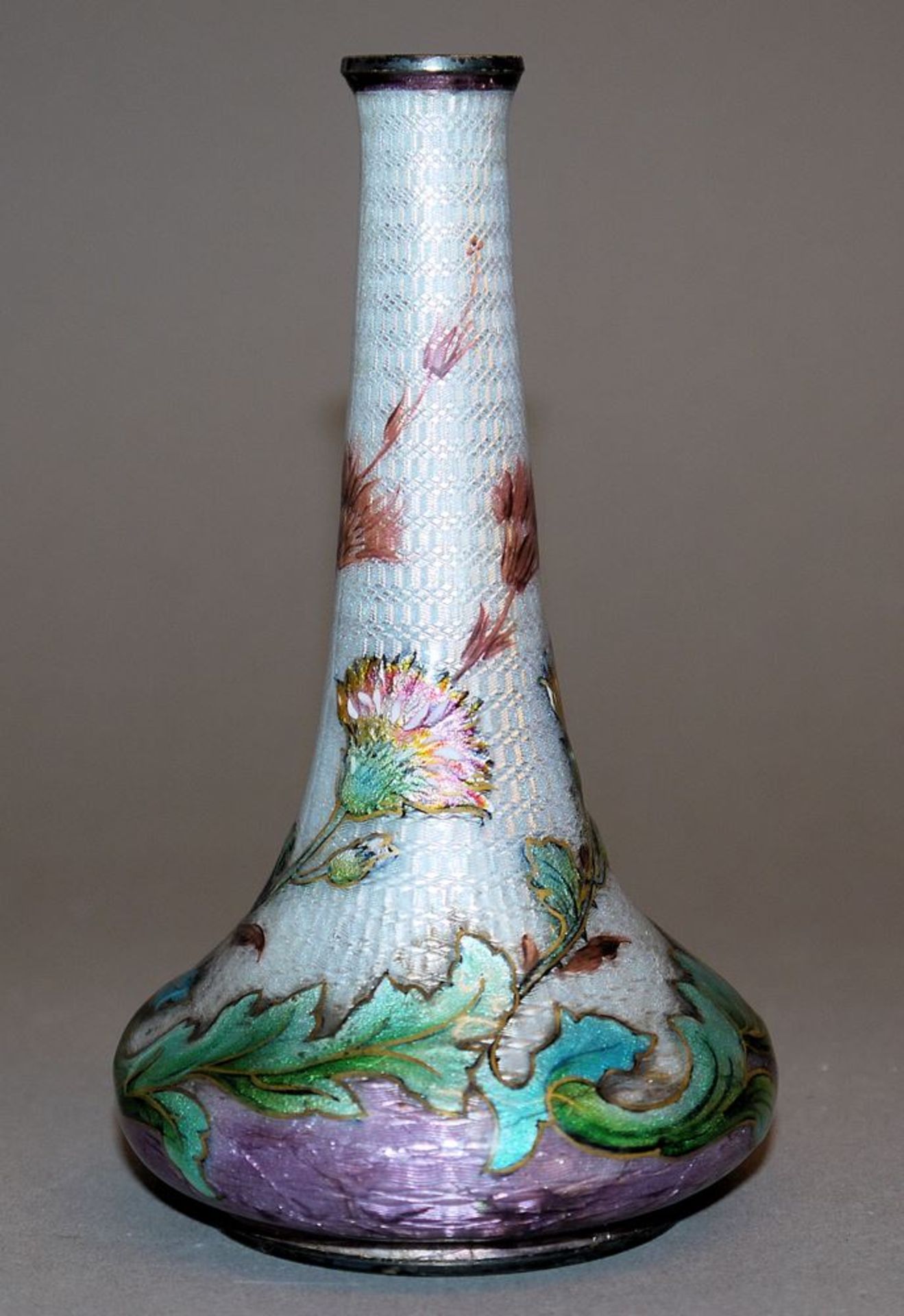 Cloisonné-Vase des Jugendstils, wohl Limoges, Frankreich um 1900