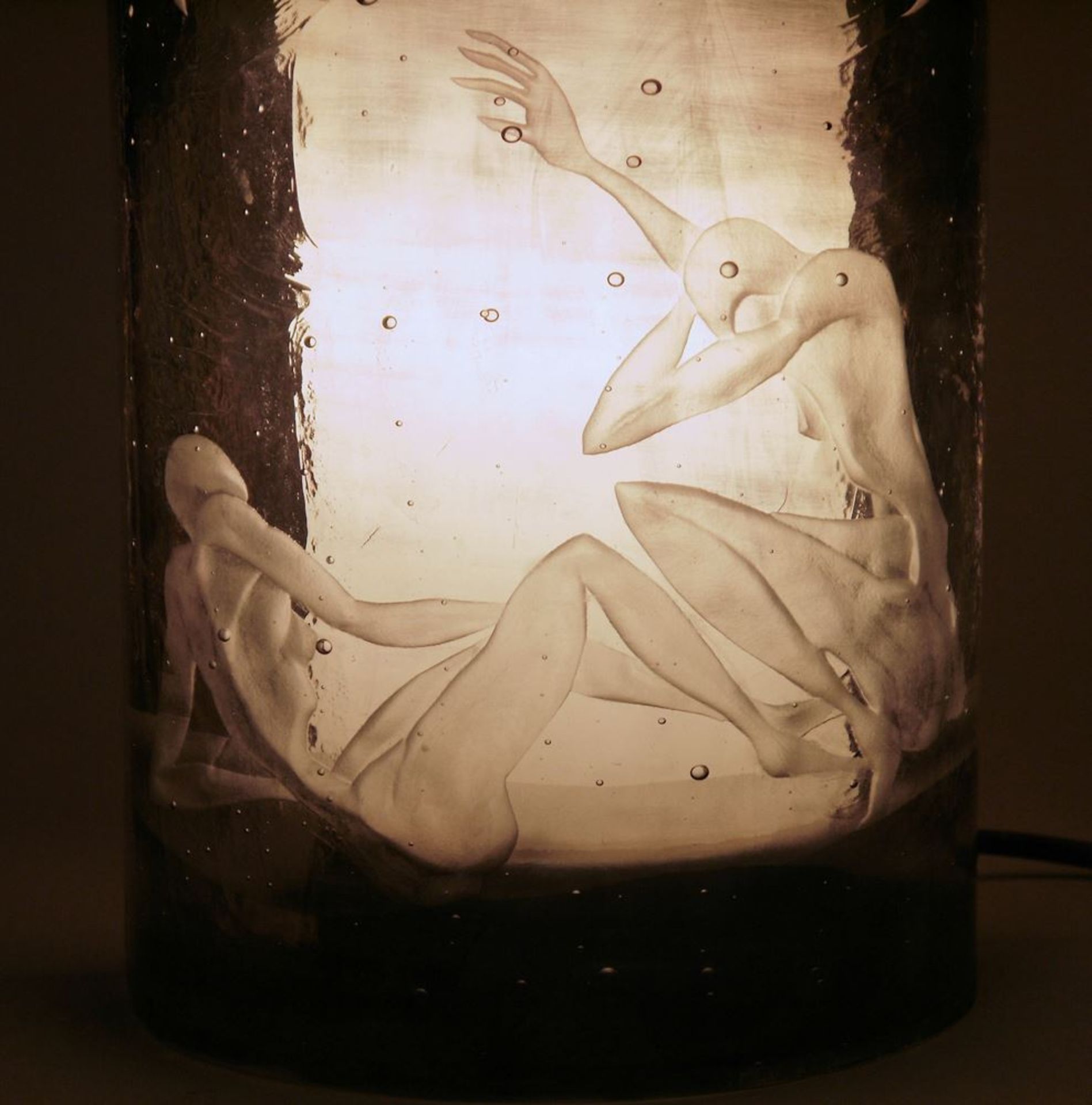 Künstler-Tischlampe mit Glasgravur von 1981 - Image 3 of 4